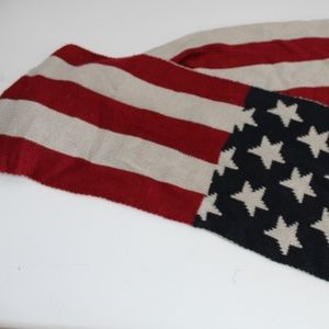 Long knit patriotic american flag scarf